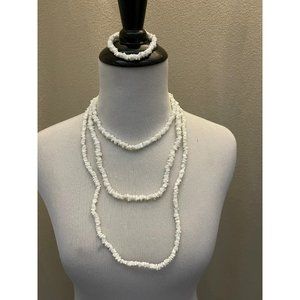 Vintage White Puka Shell Matching 4-piece set 3 Necklaces & Bracelet